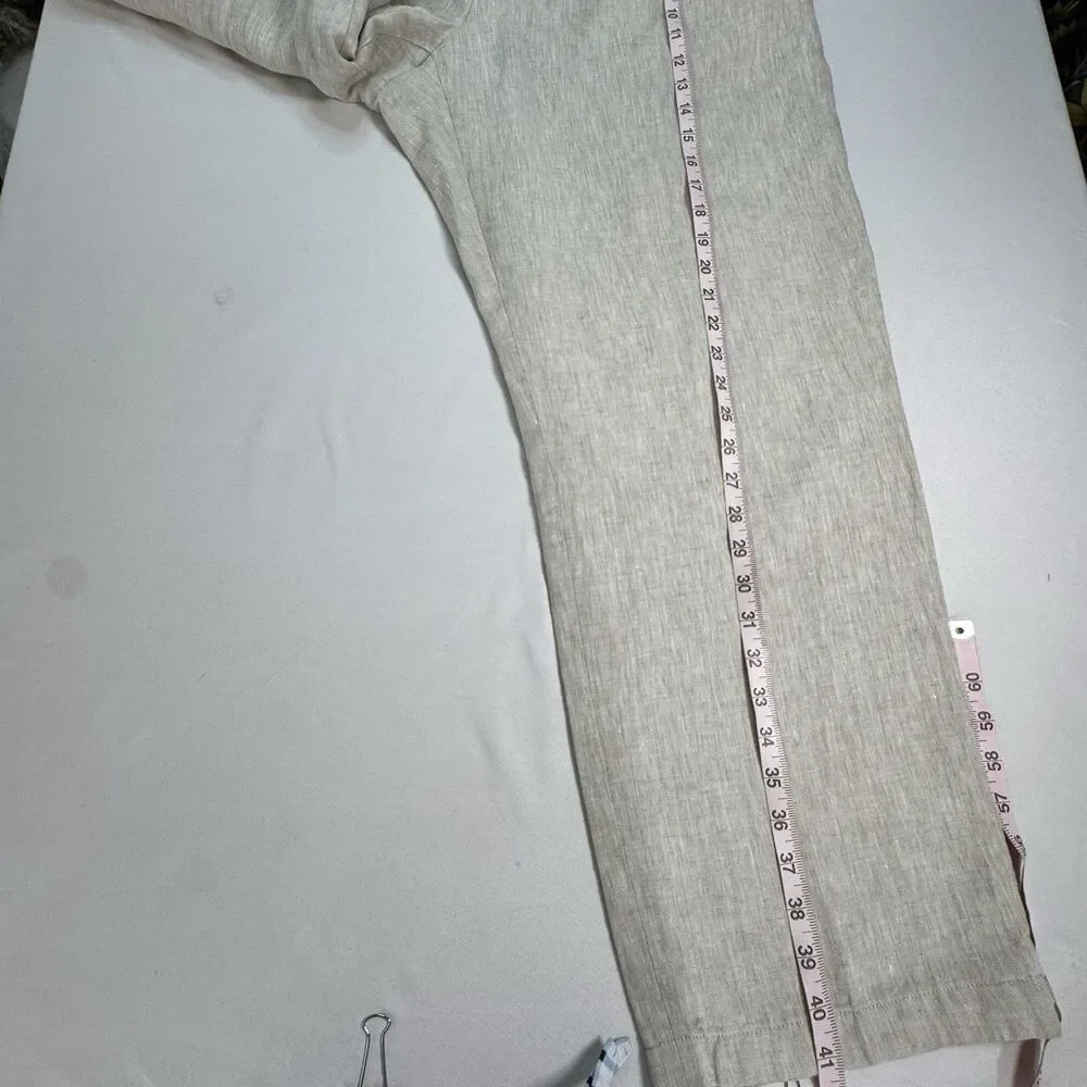 Just Linen Mens Pants 40W 100% Linen Beige Lightweight Summer Wedding Casual